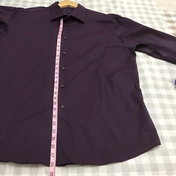 Blu by POLIFRONI men non iron purple dress button down shirt size 18 - Picture 8 of 11